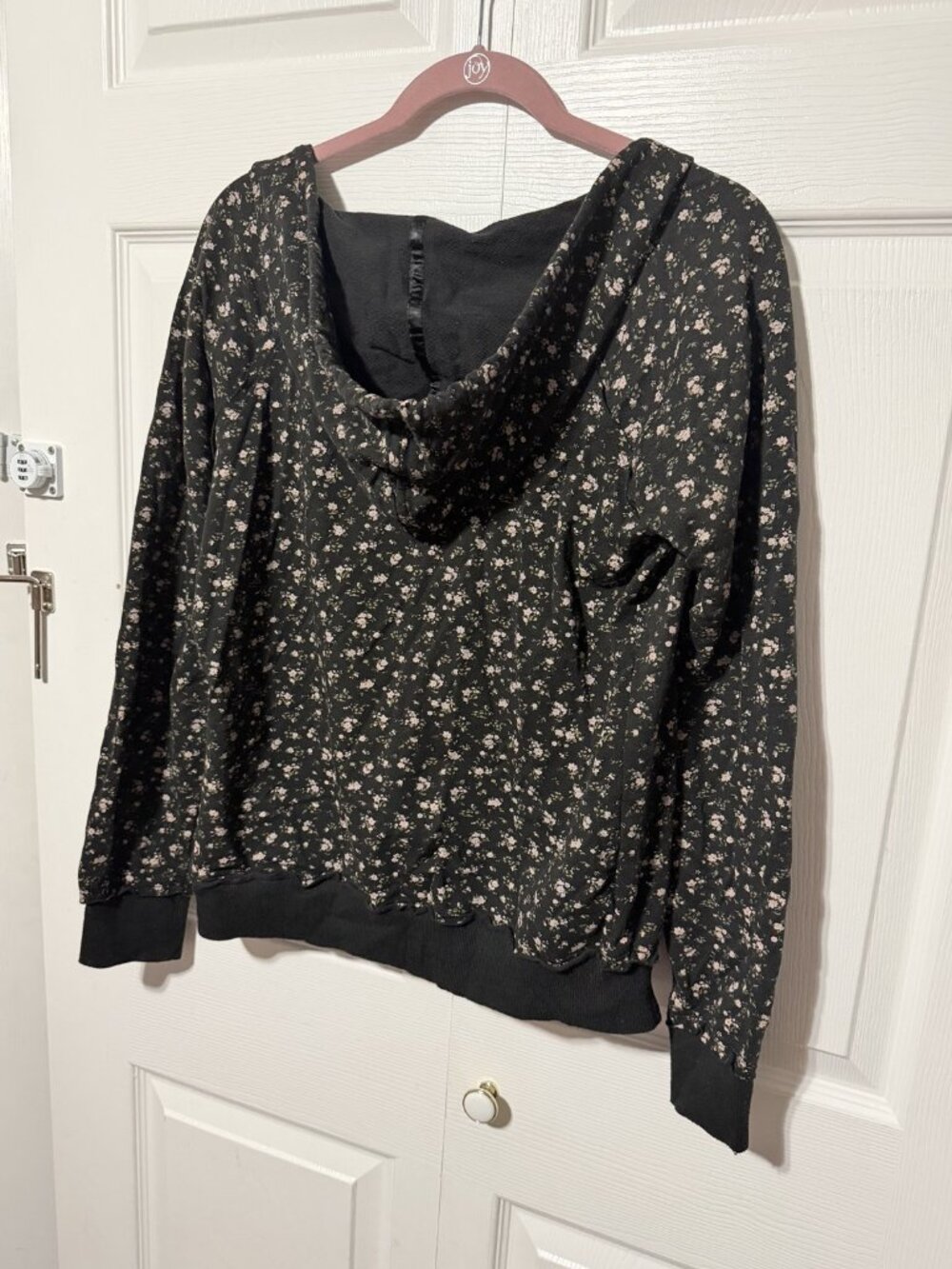 Self Esteem Black Floral Cowl-Neck Hoodie, Size XL